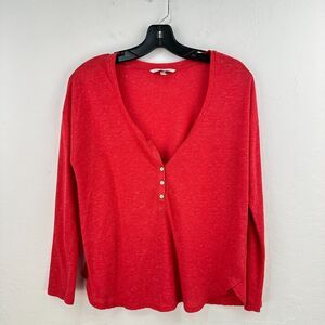 Victoria's Secret‎ Henley shirt Womens XS Red Long Sleeve V-neck Pullover Top
